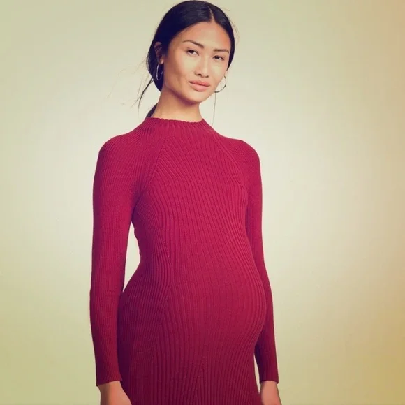 fitted lace wedding dress Hatch The Averie Polo Rib Sweater Dress in Burgundy main image 0